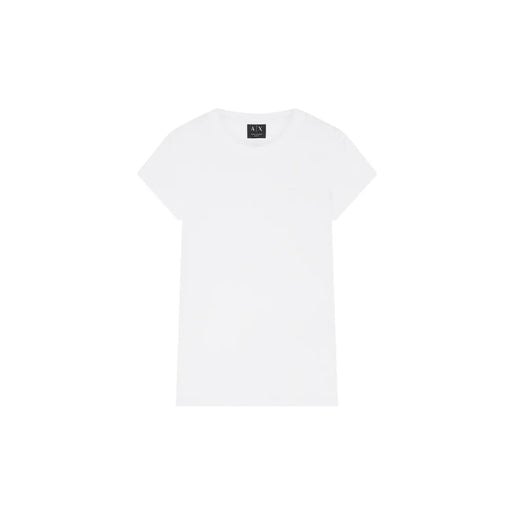 Weiß Armani Exchange Damen Kurzarm-Baumwollhemd t-shirt mit klassischem Rundhalsausschnitt und minimalistischem Design