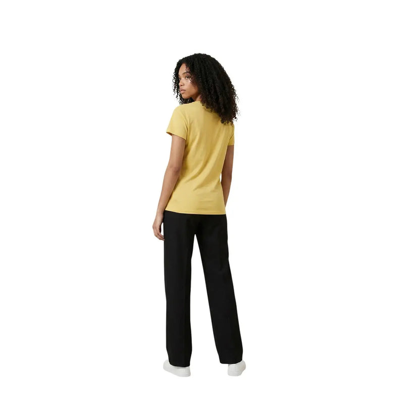 Armani Exchange women cotton yellow short-sleeved t shirt with a simple crew neck design