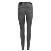 Dark gray skinny armani exchange women cotton jeans with worn effect black waistband and classic back pockets from the back