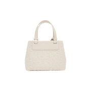 Cream-colored Armani Exchange women handbag with textured embossed pattern and smooth leather handles beige polyester
