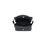 Armani Exchange women handbag black polyurethane crossbody bag with cat ear details and silver-tone hardware W28cm