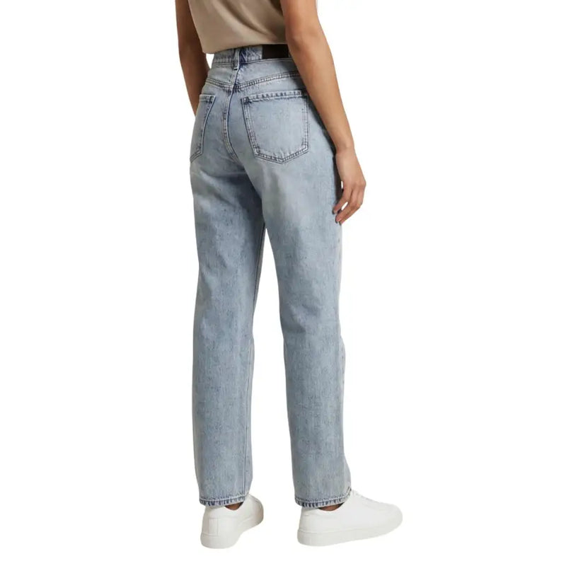 Armani Exchange women light blue high-rise straight-leg jeans back view