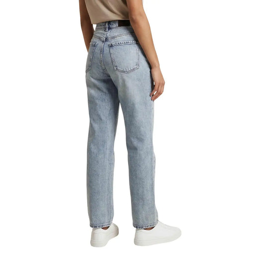 Armani Exchange Damen-Jeans aus hellblauer Lyocell-Baumwolle mit hohem Bund und geradem Bein in heller Waschung