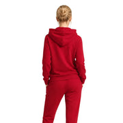 Armani Exchange women red hooded sweatshirt made of vibrant soft fleece with matching jogger set