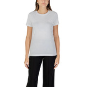 Women’s short-sleeved white cotton T-shirt from Armani Exchange with a round neck