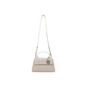 Armani exchange women shoulder bag in beige polyester with cream textured finish top handle and detachable strap