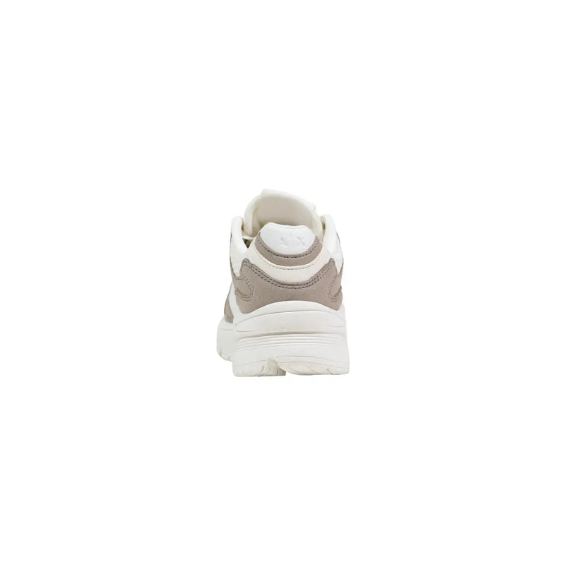 Armani Exchange women sneakers in white and beige with chunky suede-like layered design made of elastane and polyamide