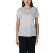 Armani Exchange women t-shirt white 100% cotton short sleeved with subtle chest logo front view