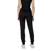 Armani Exchange women trousers black ribbed knit cotton joggers with high-waisted elasticated waistband and tapered ankles