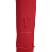 Red armani exchange women trousers in viscose blend featuring sparkling ax logo and brand name embroidery