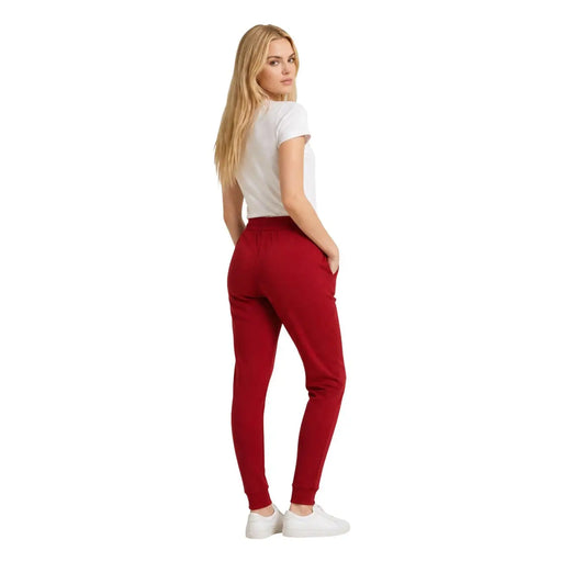 Armani Exchange women red viscose blend jogger pants with elastic waistband and tapered legs size KH
