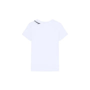 Armani Exchange women white cotton round neck t shirt with subtle black exchange logo embroidered near neckline