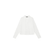 Armani Exchange women white long classic cotton shirt featuring a white long-sleeved blouse with a classic collar