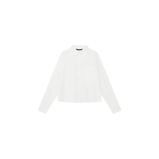 Armani Exchange Weißes, langes, klassisches Damen-Baumwollhemd mit langen Ärmeln und klassischem Kragen