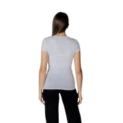 Armani Exchange women white short-sleeved fitted cotton t-shirt with a printed design for casual wear