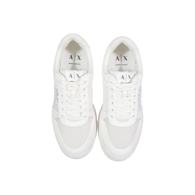 Armani Exchange women white sneakers with mesh and synthetic leather uppers for casual wear