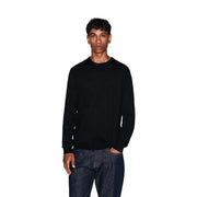 Armani Exchange Schwarzer Wollpullover für Herren mit gesticktem Logo auf der Brust, Vorderansicht