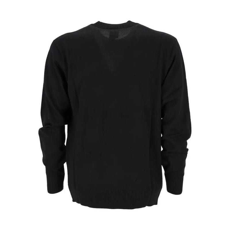 Armani Exchange wool sweater for men in black with smooth solid fabric, front view