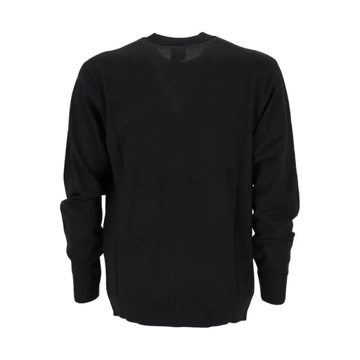 Armani Exchange wool sweater for men in black with smooth solid fabric, front view