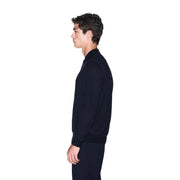 Armani Exchange wool sweater for men in black with sleek bomber jacket style and ribbed cuffs, front view