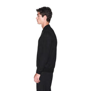 Armani exchange wool sweater for men in black with ribbed cuffs and minimalist design front view