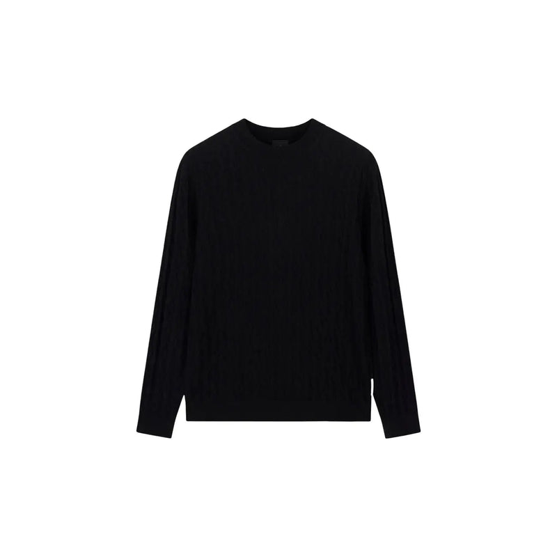 Armani Exchange Schwarzer Wollpullover für Herren mit langen Ärmeln und Rundhalsausschnitt, Vorderansicht
