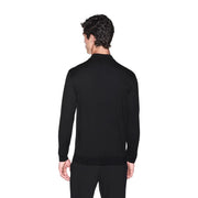 Armani Exchange wool sweater for men in black with high collar and long sleeves, front view
