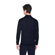 Armani Exchange wool sweater for men in black with high collar and long sleeves, front view