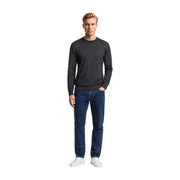 Armani Exchange Herren-Wollpullover in Dunkelgrau mit langen Ärmeln und Rundhalsausschnitt, Vorderansicht