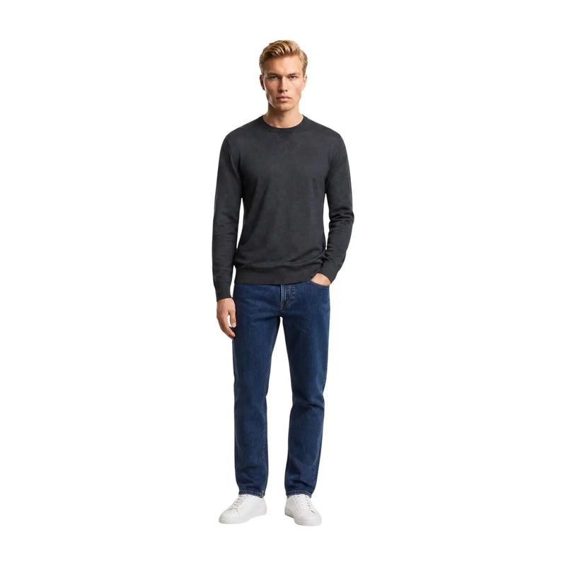 Armani Exchange Herren-Wollpullover in Dunkelgrau mit langen Ärmeln und Rundhalsausschnitt, Vorderansicht