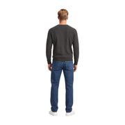 Armani Exchange wool sweater for men in dark gray with ribbed knit detail, worn by model
