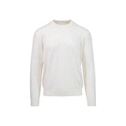 Armani Exchange wool sweater for men in white with soft textured knit and ribbed cuffs, front view