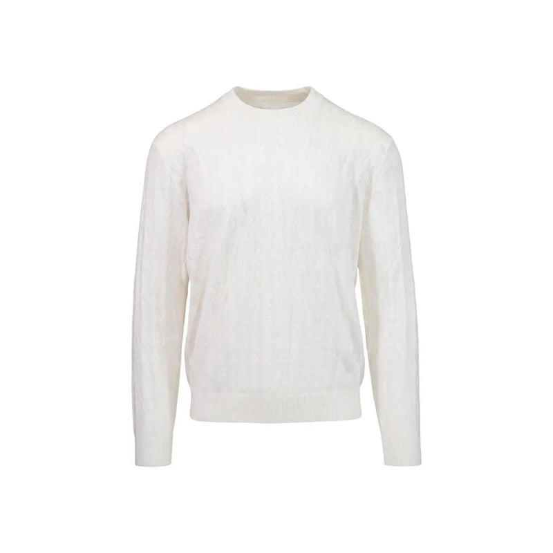 Armani Exchange wool sweater for men in white with soft textured knit and ribbed cuffs, front view