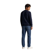 Armani Exchange wool sweater for men in navy blue with soft textured knit fabric, front view