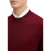 Armani Exchange Pull en laine pour homme, couleur bordeaux profond, à maille texturée et col côtelé, vue de face