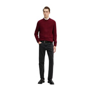 Armani Exchange Pull en laine bordeaux pour homme, col et poignets côtelés, vue de face