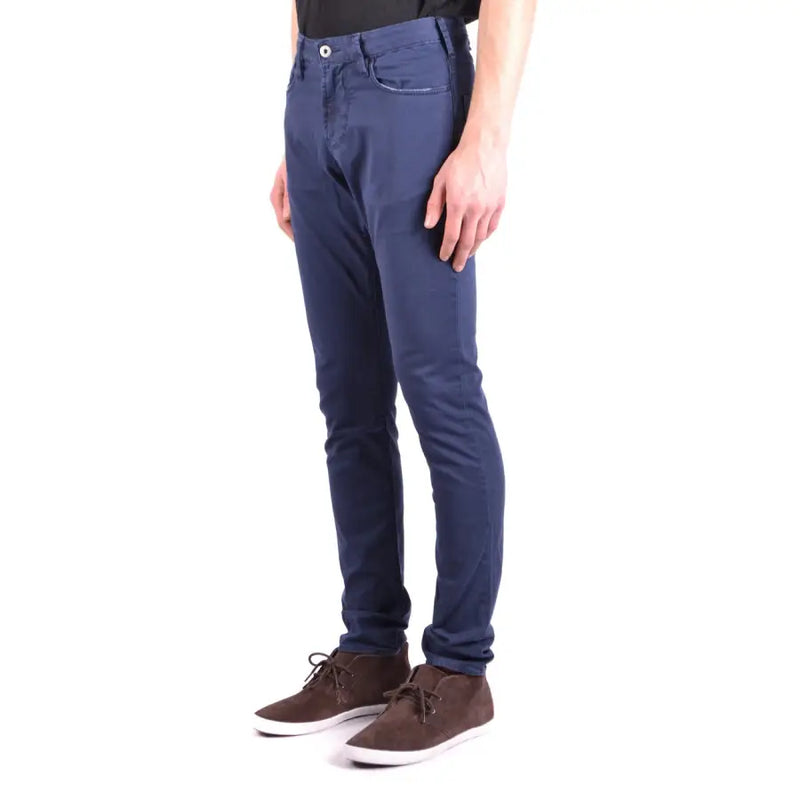 Dark blue slim-fit Armani Jeans men cotton elastane jeans with classic five-pocket design and subtle stitching details
