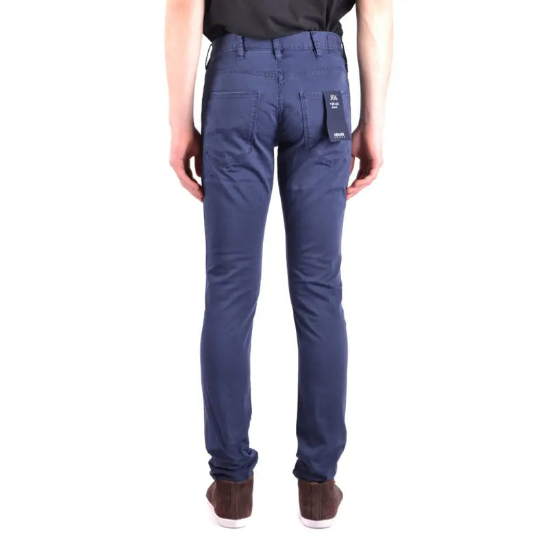 Navy blue slim-fit Armani Jeans men cotton elastane denim jeans with subtle texture and visible stitching details