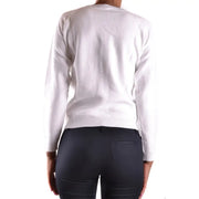 Armani jeans women white cotton knit top featuring a round neck and ribbed cuffs and hem