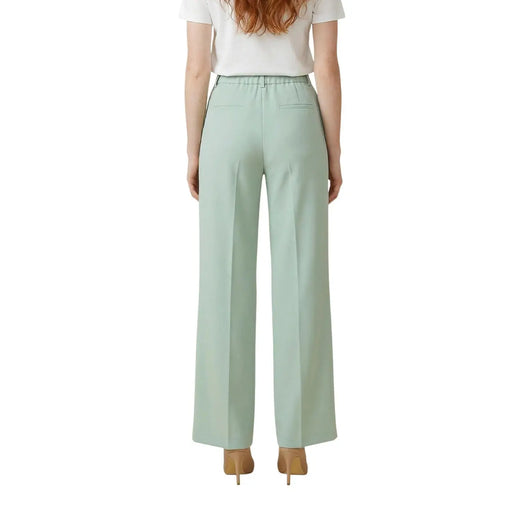 Artigli women green polyester stretch wide-leg trousers with relaxed fit and elastic waistband acpa004655