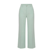 Artigli women green polyester stretch high-waisted wide-leg trousers with tailored fit and subtle front pleats