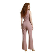 Artigli women pink sleeveless polyester jumpsuit with blush pink pinstripes fitted waistband and flared legs
