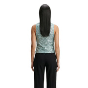 Artigli women sleeveless top in shimmering light blue sequins with fitted cropped silhouette made of polyester