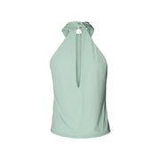 Artigli women sleeveless mint green polyester halter neck top with minimalist design and back zipper detail