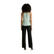 Artigli women green sleeveless polyester top showing back side with halter neck and central slit detail