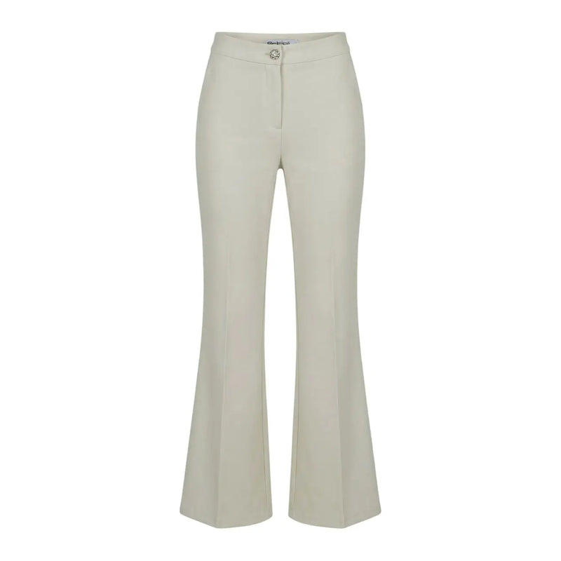 Artigli women cream-colored high-waisted flared trousers with sleek tailored fit and button closure made of polyester elastane
