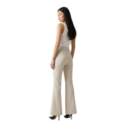 Artigli women beige high-waisted flared trousers with sleek tailored fit made of polyester and elastane with zip and button closure