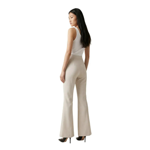 Artigli women beige high-waisted flared trousers with sleek tailored fit made of polyester and elastane with zip and button closure