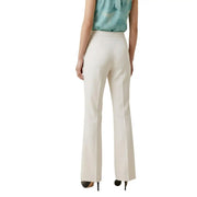 Cream-colored Artigli women trousers with high-waisted tailored fit, flared legs, back pleats, zip front, and pockets