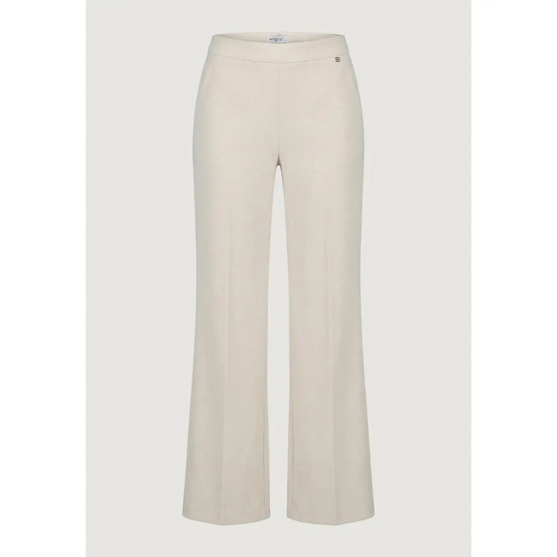 Cream-colored Artigli women trousers with straight-leg tailored fit and subtle branding on the waistband